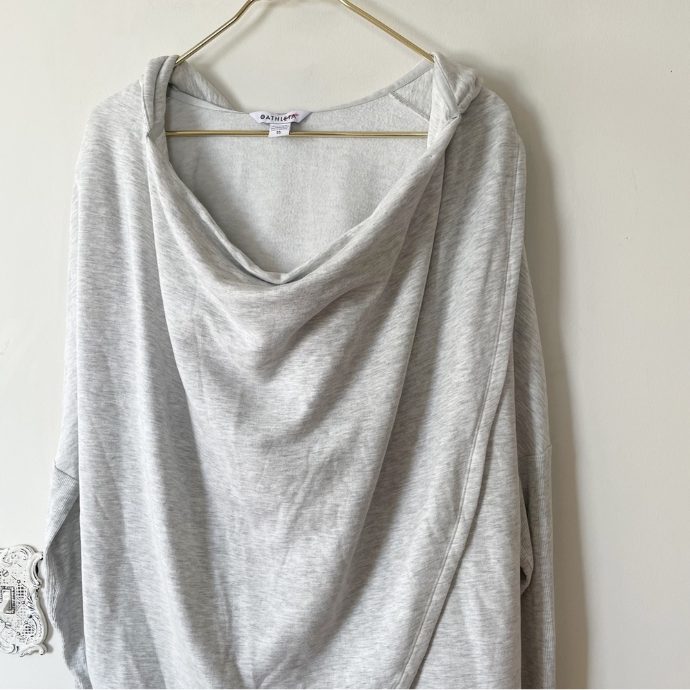 Athleta Purana Hooded Oversized Wrap Sweatshirt Light Heathered Gray XL - Picture 8 of 11